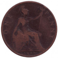Монета 1 пенні. 1899 рік, Великобританія. (В)