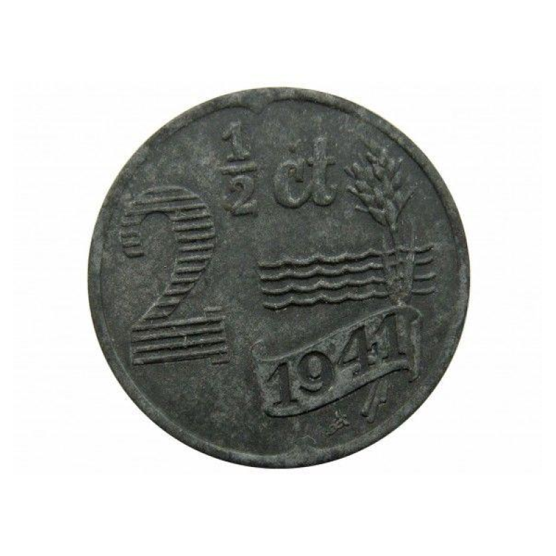 Монета 2,5 цента. 1941 рік, Нідерланди. (Цинк). Монета 2,5 цента. 1941 рік, Нідерланди. (Цинк).