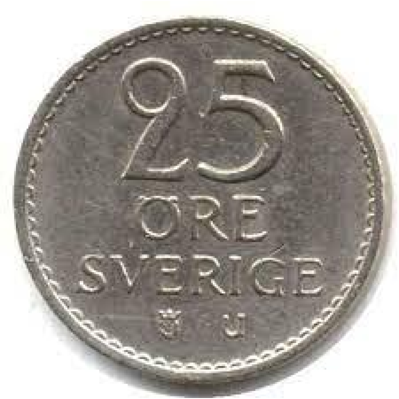 Монета 25 ере. 1972,73,64 рік, Швеція. Монета 25 ере. 1972,73,64 рік, Швеція.