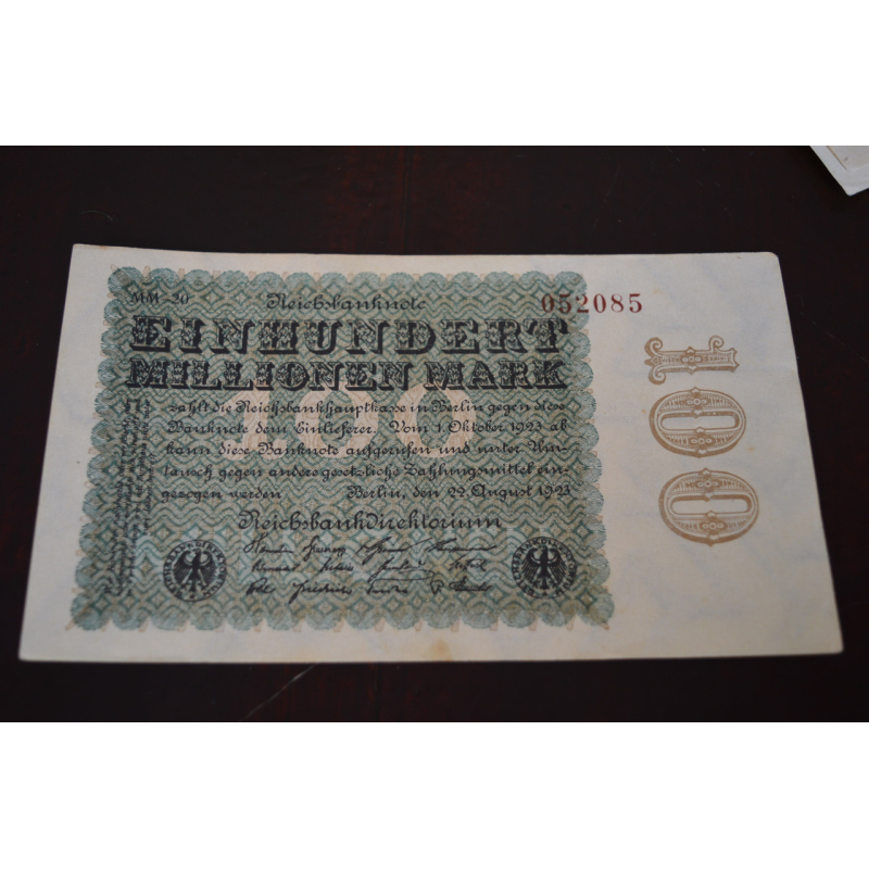 Німеччина, 100000000 марок (100 мільйонів), 1923 р. 052085 Німеччина, 100000000 марок (100 мільйонів), 1923 р. 052085