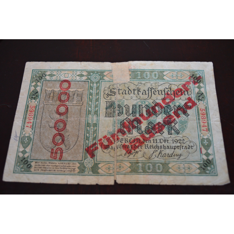 Німеччина, 100 марок (500000), 1922 р. 598947 Німеччина, 100 марок (500000), 1922 р. 598947