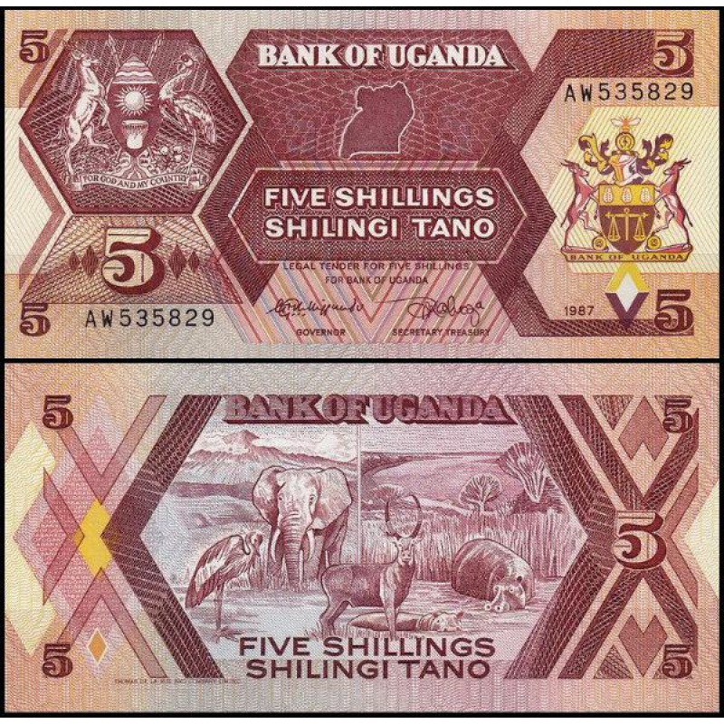 Уганда/Uganda 5 shilings 1987 Pick 27 UNC Уганда/Uganda 5 shilings 1987 Pick 27 UNC