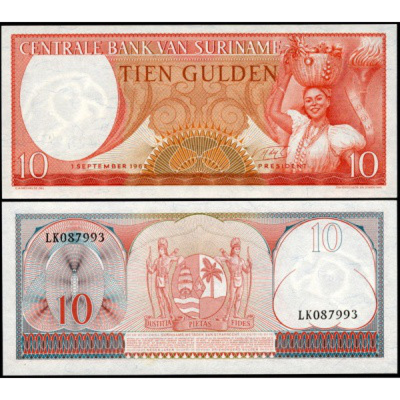 Сурінам/Suriname 10 Gulden 1963 Pick 121 UNC