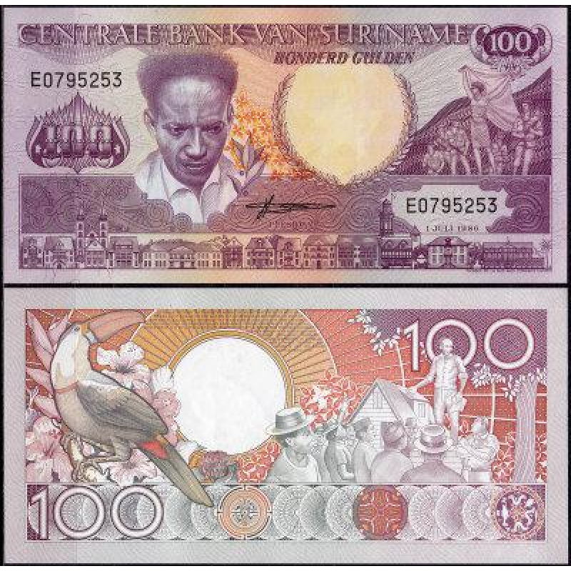 Сурінам/Suriname 100 Gulden 1986 Pick 133a UNC Сурінам/Suriname 100 Gulden 1986 Pick 133a UNC
