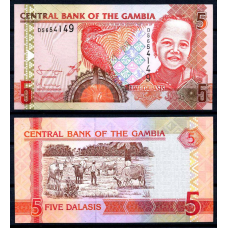 Gambia Гамбія - 5 Dalasis 2013 UNC Pick 25c