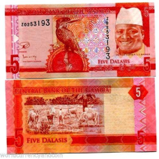 Gambia Гамбія - 5 Dalasis 2015 UNC