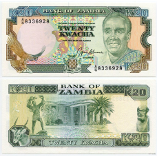 Замбія / Zambia 20 Kwacha 1989 Pick 32 UNC