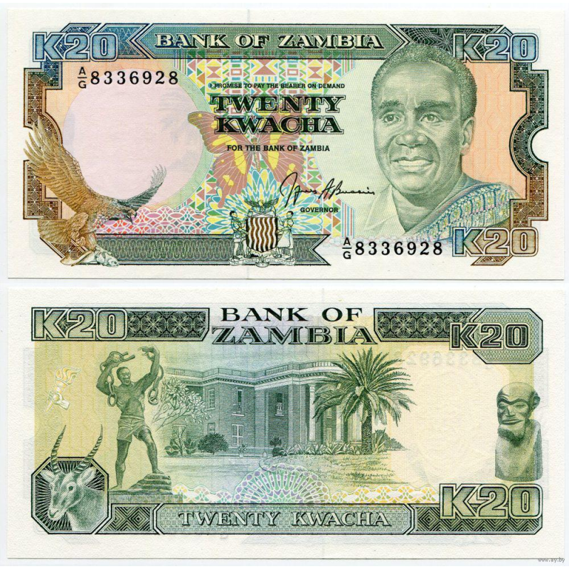 Замбія / Zambia 20 Kwacha 1989 Pick 32 UNC Замбія / Zambia 20 Kwacha 1989 Pick 32 UNC