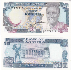 Zambia Замбія 10 Kwacha 1991 Pick 31b UNC