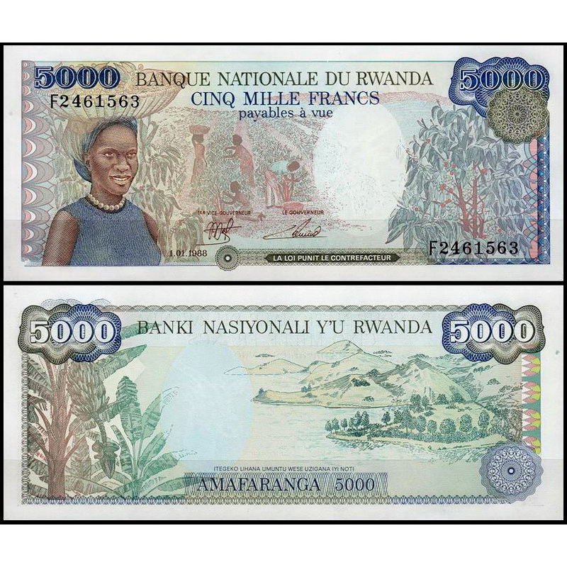 Руанда / Rwanda 5000 francs 1988 Pick 22 UNC Руанда / Rwanda 5000 francs 1988 Pick 22 UNC