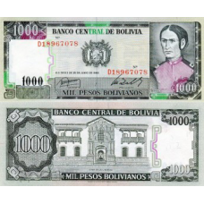 БОЛІВІЯ 1000 песо 1982р. UNC