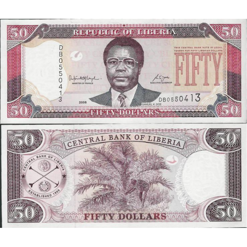 Ліберія / Liberia 50 dollars 2008 Pick 29с UNC Ліберія / Liberia 50 dollars 2008 Pick 29с UNC