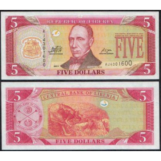 Liberia Ліберія-5 Dollars 2011 P-26f UNC
