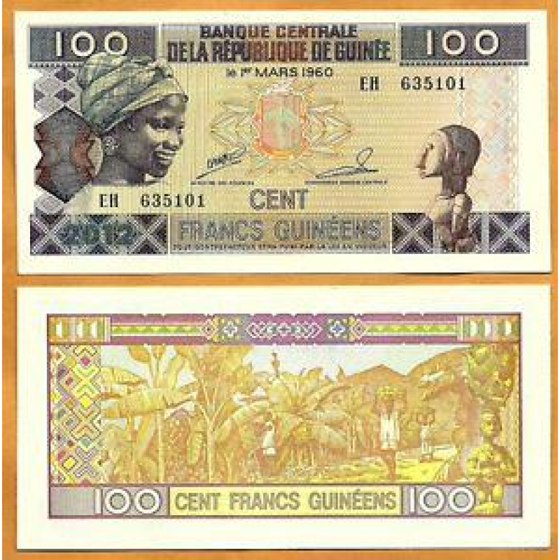 Гвінея/Guinea 100 Francs 2012 Pick 35b UNC Гвінея/Guinea 100 Francs 2012 Pick 35b UNC