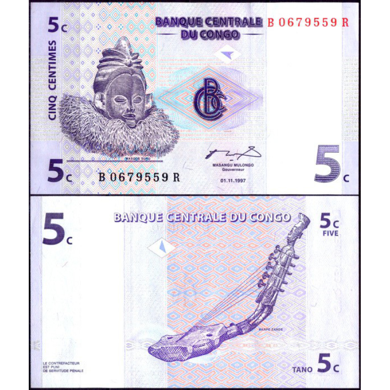 Конго Д. Рес/Congo D. Rep 5 Centimes 1997 P81 UNC Конго Д. Рес/Congo D. Rep 5 Centimes 1997 P81 UNC