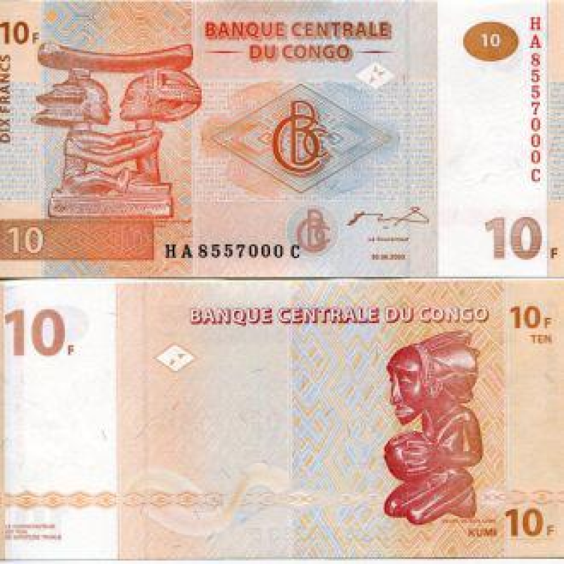 Конго Д. Рес/Congo D. Rep 10 Francs 2003 P93 UNC Конго Д. Рес/Congo D. Rep 10 Francs 2003 P93 UNC