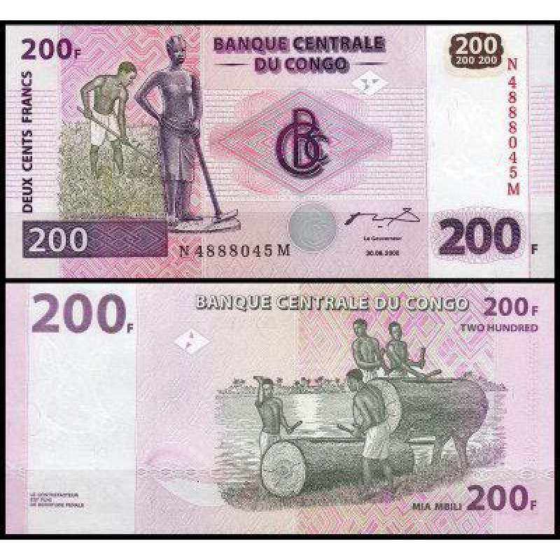 Конго / Congo 200 francs 2007 Pick 99 UNC Конго / Congo 200 francs 2007 Pick 99 UNC