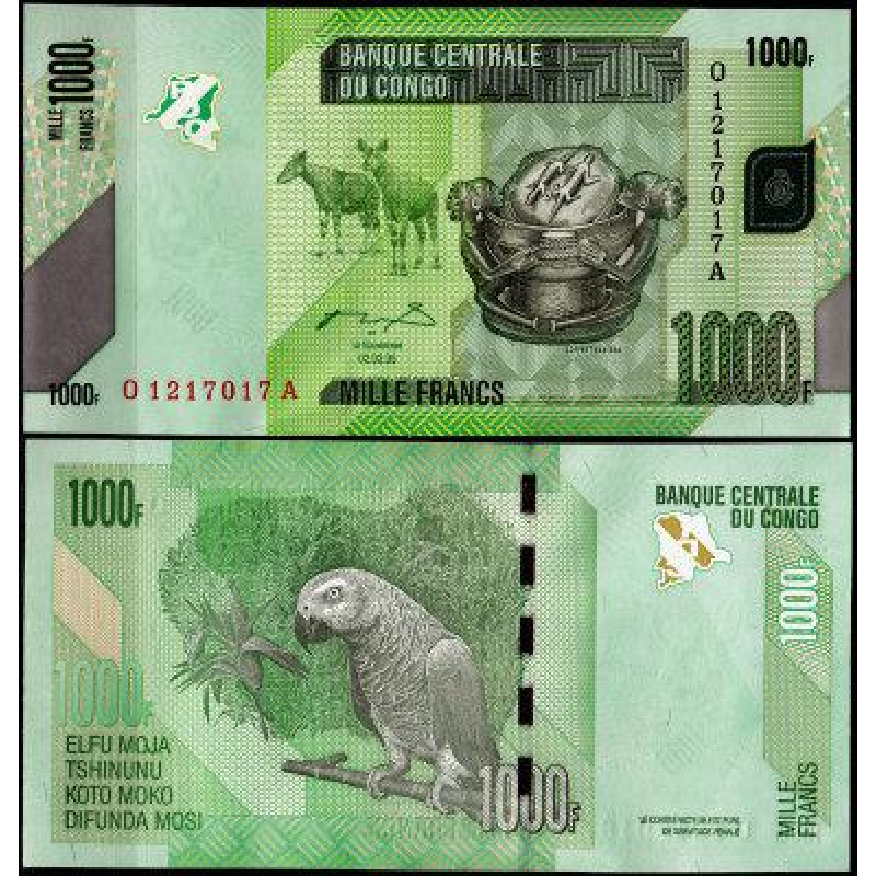 Congo DR Конго ІН 1000 Francs 2013 UNC P. 101b Congo DR Конго ІН 1000 Francs 2013 UNC P. 101b