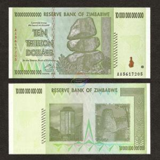 Zimbabwe Зімбабве - 10000000000000 Dollars 2008 / 10 Трильйонів UNC s. AA Pick 88
