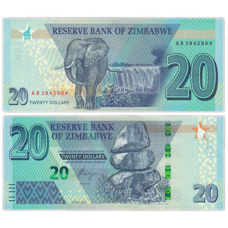 Зімбабве, 20 доларів 2020 року UNC Зімбабве, 20 доларів 2020 року UNC