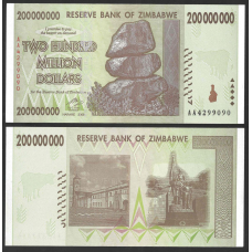 Зімбабве 200000000 Dollars 2008р. UNC