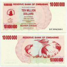 Зімбабве 10000000 Dollars 2008р. UNC