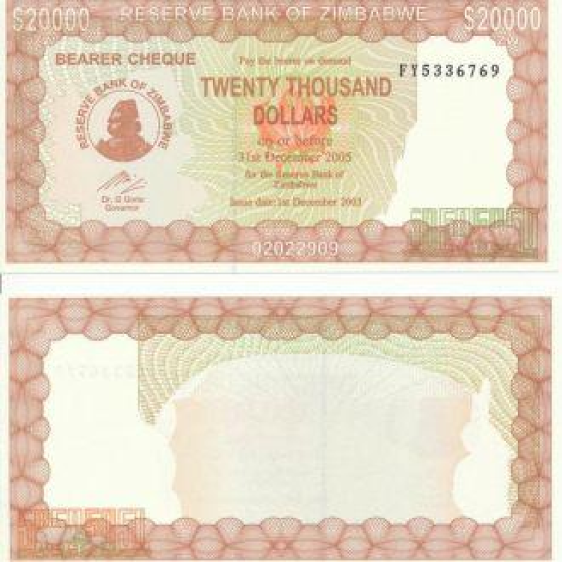 Зімбабве/Zimbabwe 20000 Dollars 2003 UNC