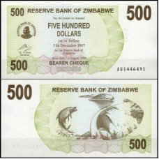Зімбабве/Zimbabwe 500 Dollars 2006 Pick 43 UNC