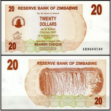 Зімбабве/Zimbabwe 20 Dollars 2006 Pick 40 UNC