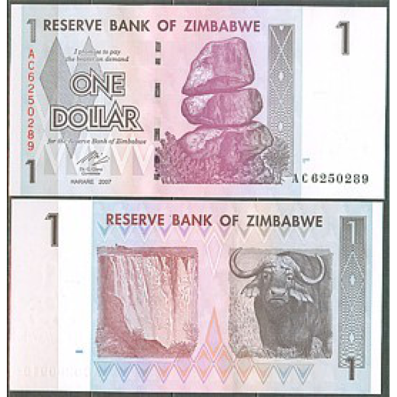 ЗІМБАБВЕ 1 долар 2007р. UNC ЗІМБАБВЕ 1 долар 2007р. UNC