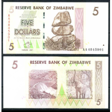 Зімбабве/Zimbabwe 5 Dollars 1997 Pick UNC
