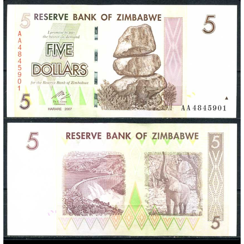 Зімбабве/Zimbabwe 5 Dollars 1997 Pick UNC Зімбабве/Zimbabwe 5 Dollars 1997 Pick UNC