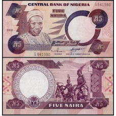 Nigeria Нігерія - 5 Naira 2002 UNC Pick 24g