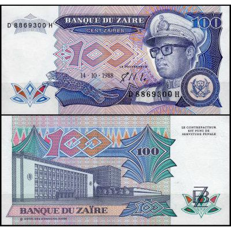 Заїр /Zaire 100 zaire 1988 Pick 33 UNC Заїр /Zaire 100 zaire 1988 Pick 33 UNC