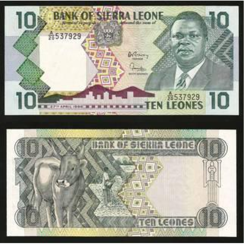 Sierra Leone Сьєрра-Леоне - 10 Leones 1988 UNC Sierra Leone Сьєрра-Леоне - 10 Leones 1988 UNC