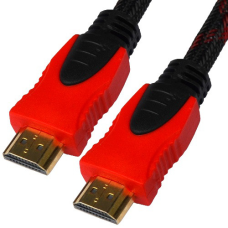 Шнур HDMI (штекер-штекер) v.1.4, “позолочений“, фільтр + сітка, 0,6 м, чорно-червоний