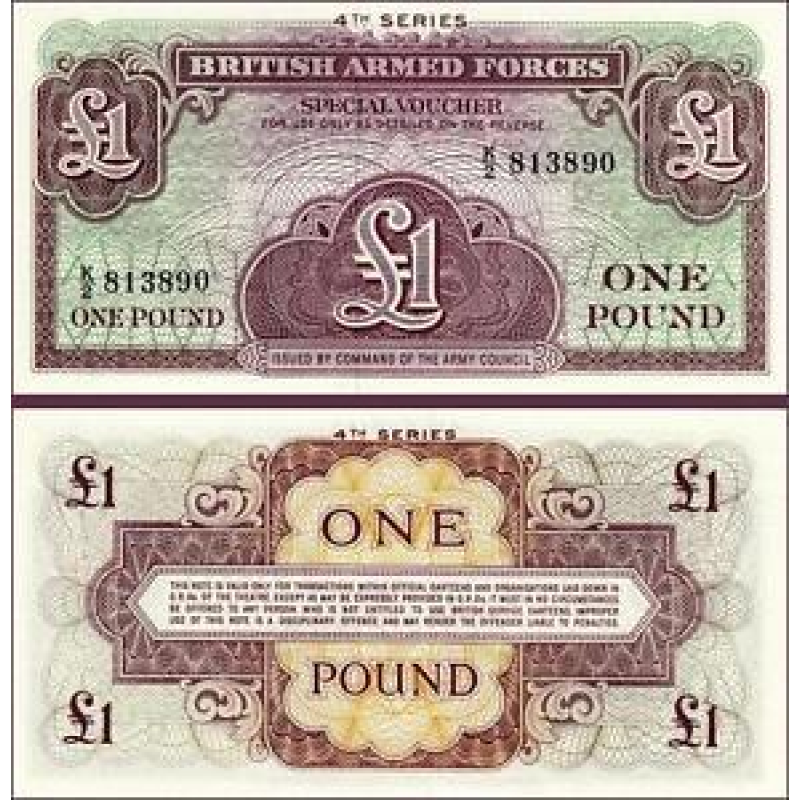 British Armed Forces Британська Армія - 1 Pound 1962 4th series M36a UNC British Armed Forces Британська Армія - 1 Pound 1962 4th series M36a UNC