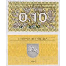 Литва 0,1 Talonas 1991р. UNC.