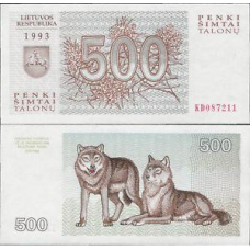 Литва/Lithuania 500 Talonas 1993 Pick 46 UNC