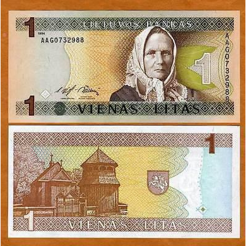 Литва/Lithuania 1 Litai 1994 Pick 53a UNC Литва/Lithuania 1 Litai 1994 Pick 53a UNC