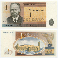 Естонія 1 Kroon 1992р. UNC