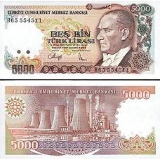 Туреччина/Turkey 5000 Lira (1990) P198 UNC