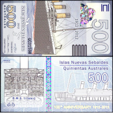 New Jason Islands Нью Джейсон остр. - 500 Australes 2012 UNC