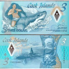 Cook Islands Острови Кука 3 Dollars 2021 UNC Polymer