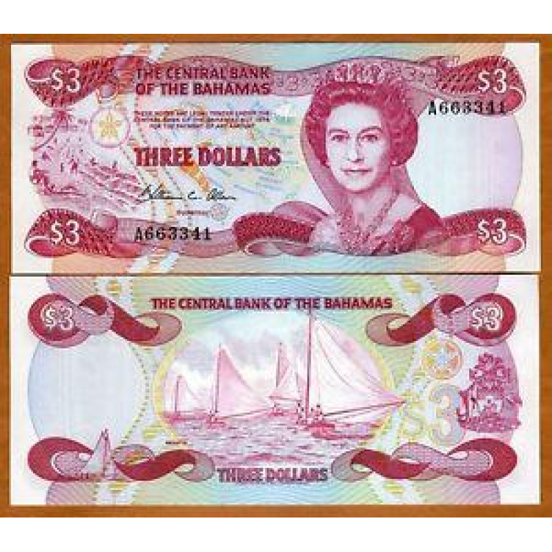 Bahamas / Багами 3 Dollars L. 1974 (1984) Pick 44a UNC Bahamas / Багами 3 Dollars L. 1974 (1984) Pick 44a UNC