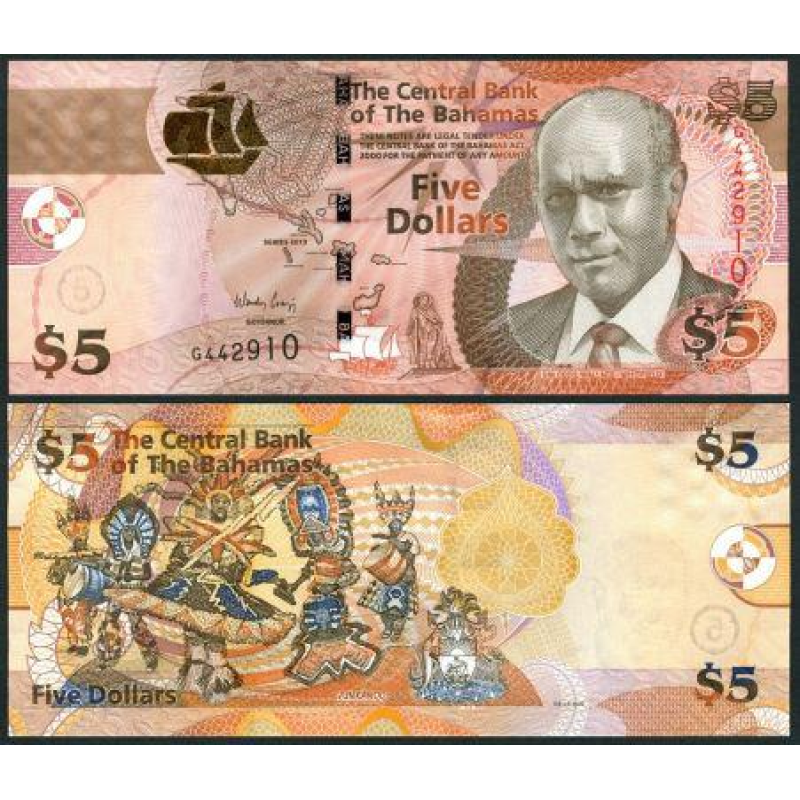 Багами / Bahamas 5 dollar 2007 Pick 72 UNC