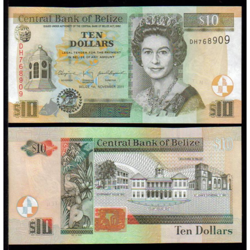 Беліз / Belize 10 dollars 2011 Pick 68d UNC Беліз / Belize 10 dollars 2011 Pick 68d UNC