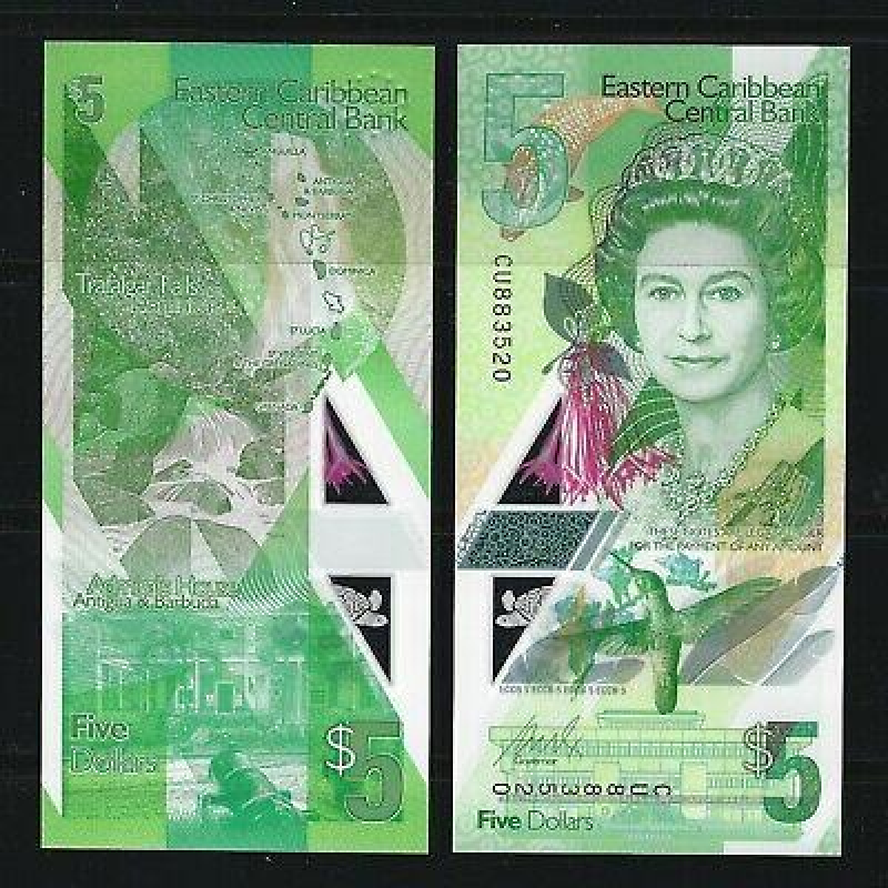 E Caribbean St Карибські Про Кариби - 5 Dollars 2021 Polymer UNC