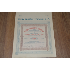 Акція. Ygurey Yerbales y Estancias S. A. 1926 рік №849 (28) 38*30