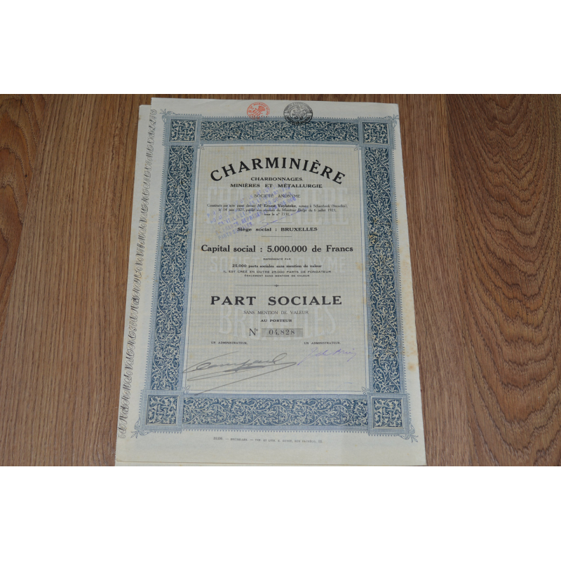 Акція. CHARMINIERE. 1923 рік №04,828 (76) Акція. CHARMINIERE. 1923 рік №04,828 (76)